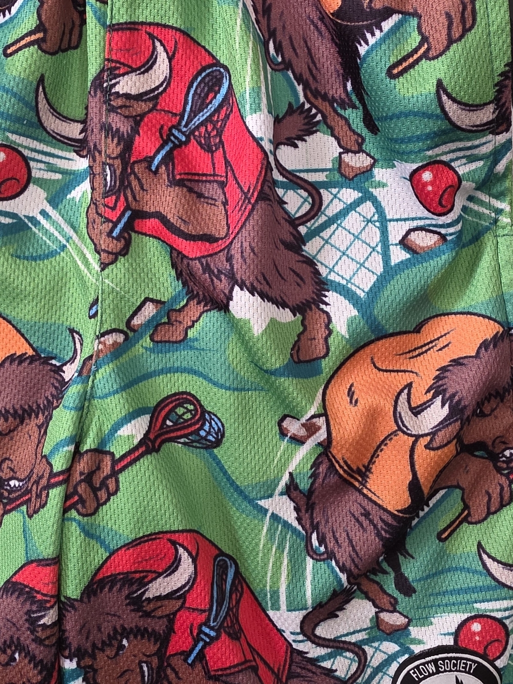 Flow Society Buffalo Lacrosse Print Active Shorts in Green Size Medium - Picture 3 of 6